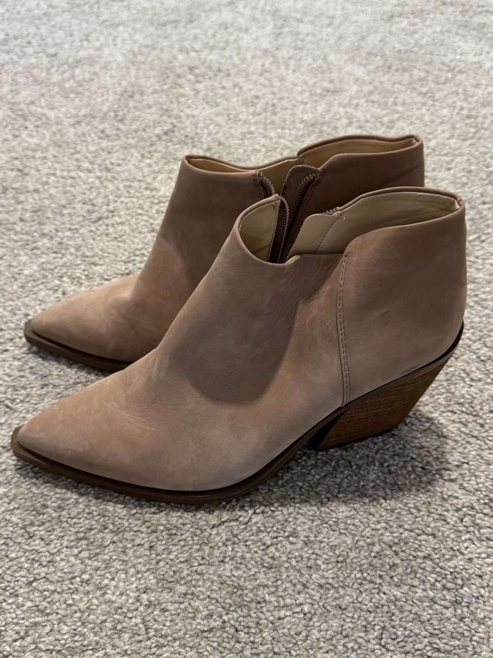 Vince Camuto Blush Suede Pointed Ankle Booties